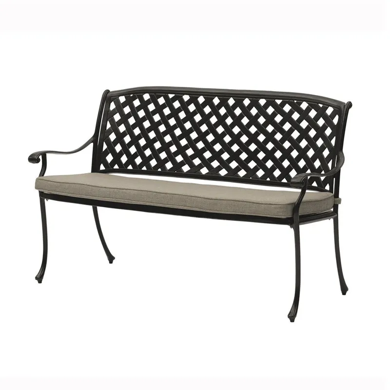 Outdoor cast aluminum bench courtyard lounge triple seat all-aluminum park chair terrace garden bench rust-proof villa chair