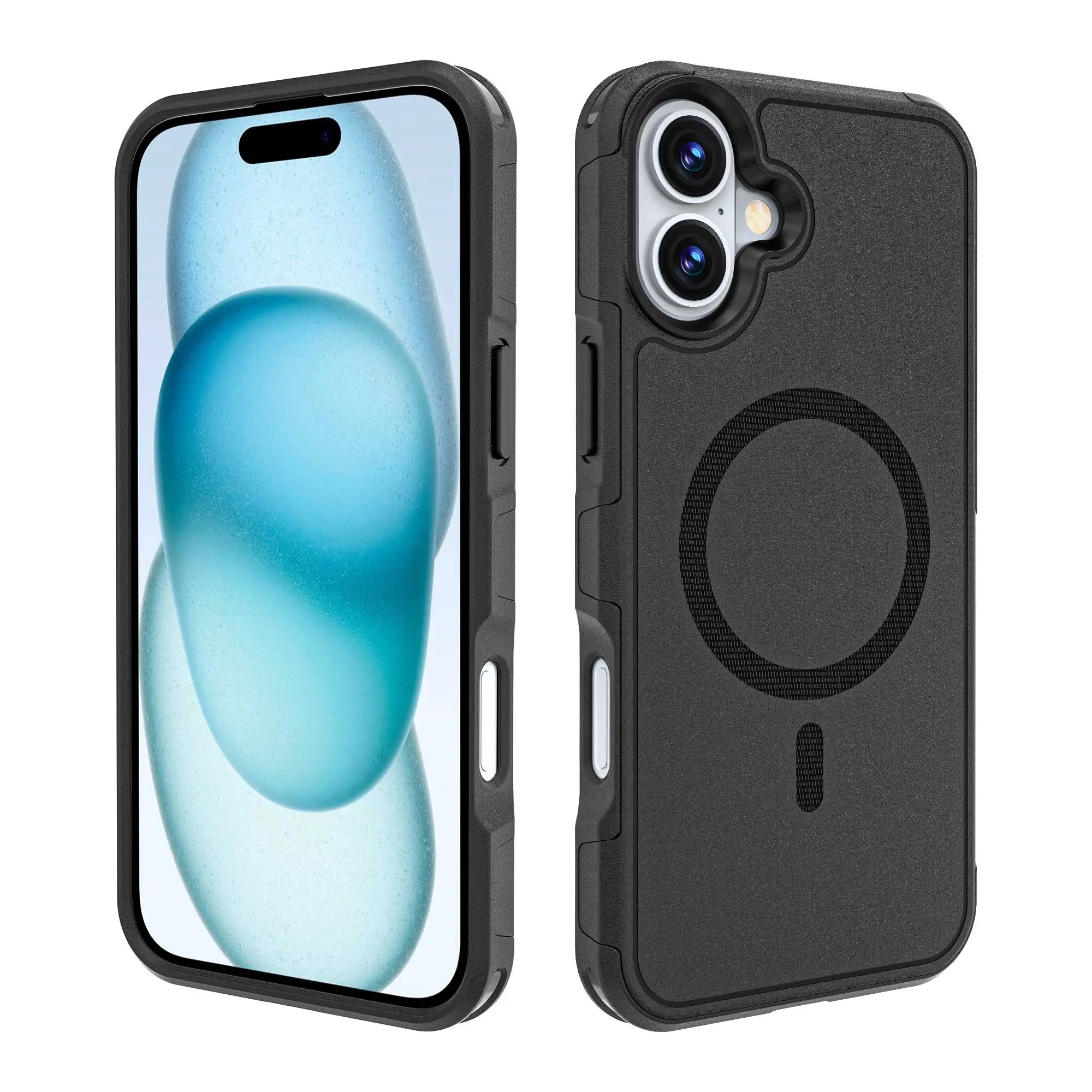 Two in one soft hard combination protection with magnetic suction ring shockproof phone case for iPhone16  Plus  16Pro max