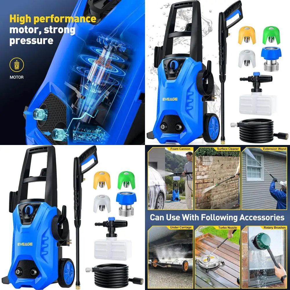 

Мойка высокого давления 1000PSI для автомобилей, патио, террас и уборки наружных поверхностей дома