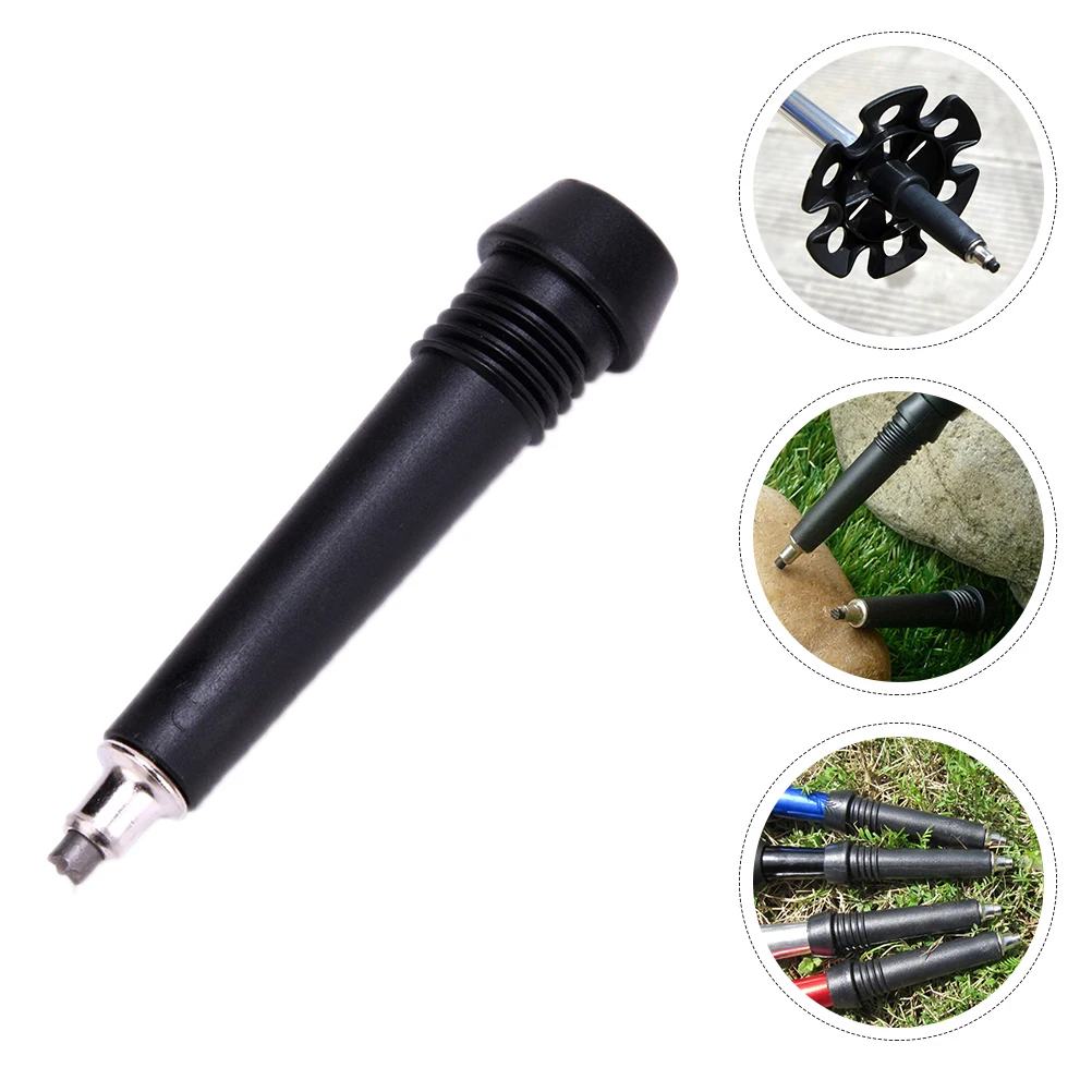 

4 Pcs Black Tungsten Steel Trekking Pole Tips Durable Wear Resistant Climbing Rod Accessories Hiking Sticks Compact Lightweight