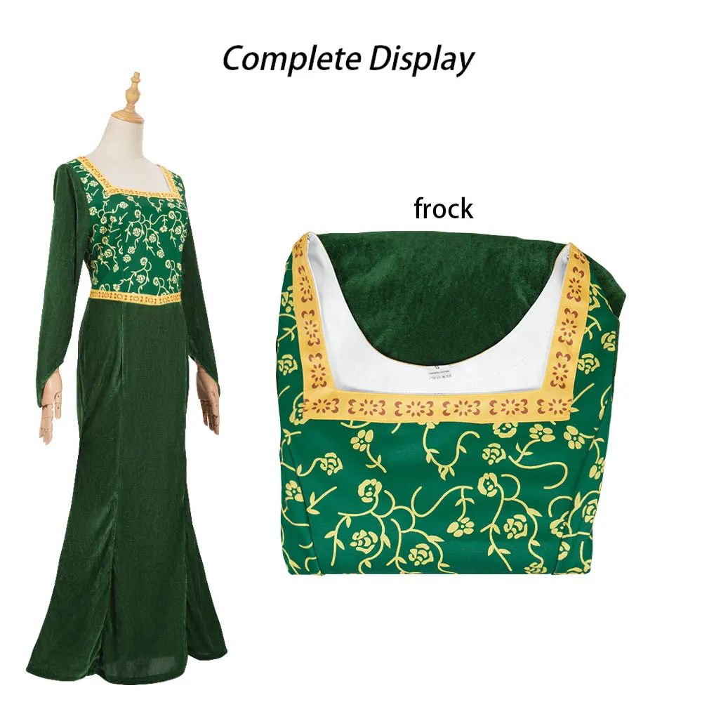 Disfraz de Monster Shrek COS, vestido verde de princesa Fiona, disfraz de cosplay, disfraz de actuación en escenario de Halloween
