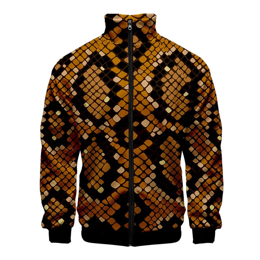 

Coats Snake Skin Jackets Men Women Spring Autumn sweatshirts zipper Stand Collar Animal Streetwear jacket tops