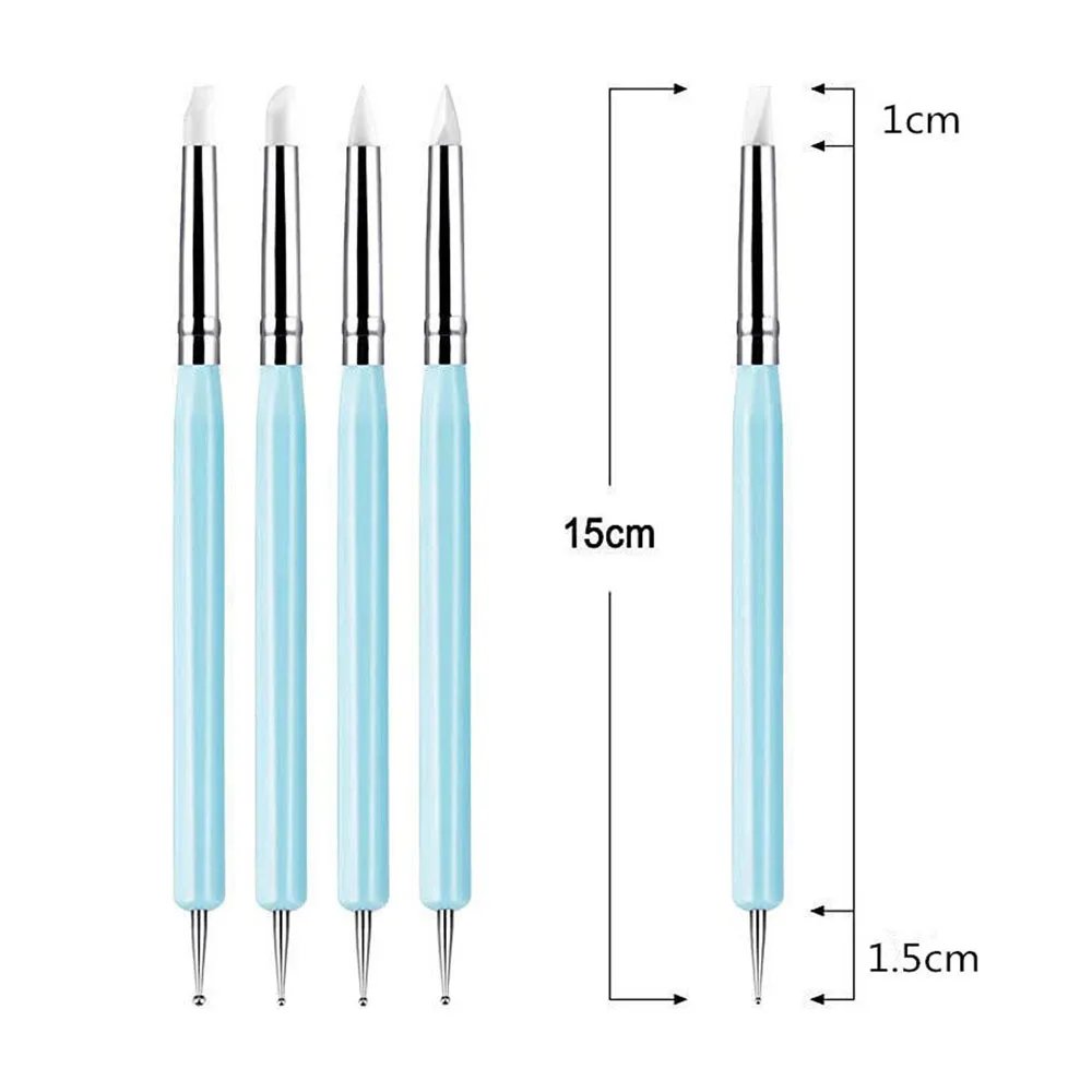 5 stks/set Double-ended Siliconen Hoofd Carving Puntjes Pen Borstel Modellering Puntjes Nail Art Aardewerk Klei Tool DIY Beeldhouwen gereedschap