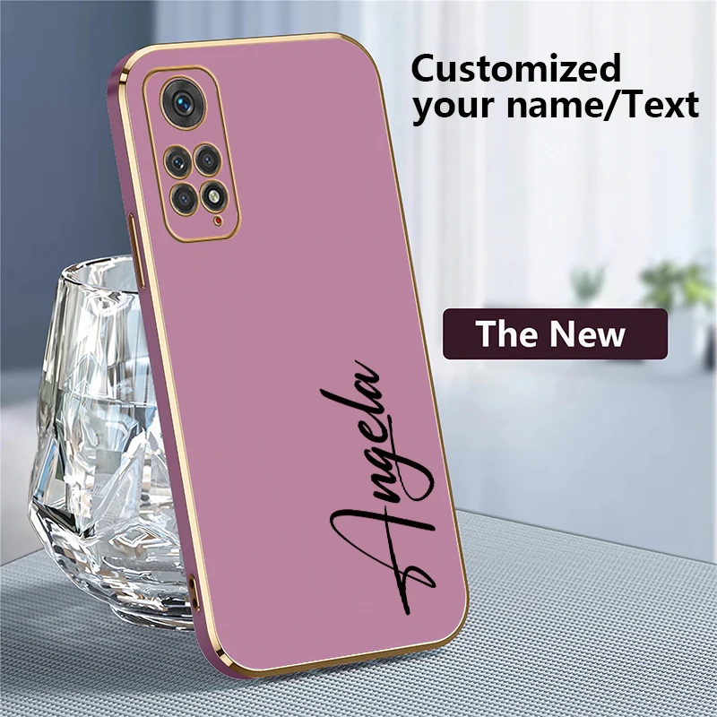 Note 11 DIY Custom Name Letter Case For Redmi Note 11S 11 Pro Plus 12 Tutbo 13 Silicone Soft Plating Shockproof Back Cover Capa