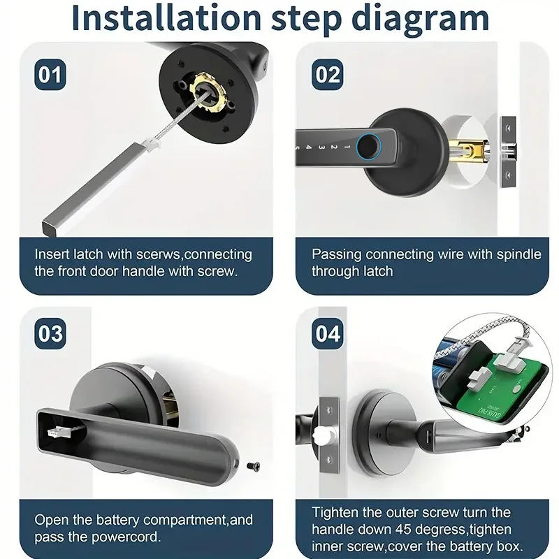 XSDTS Tuya Biometric Fingerprint Smart Door Lock Password Electronic Digital Lock Keyless Entry Door Knobs lock for Bedroom Home