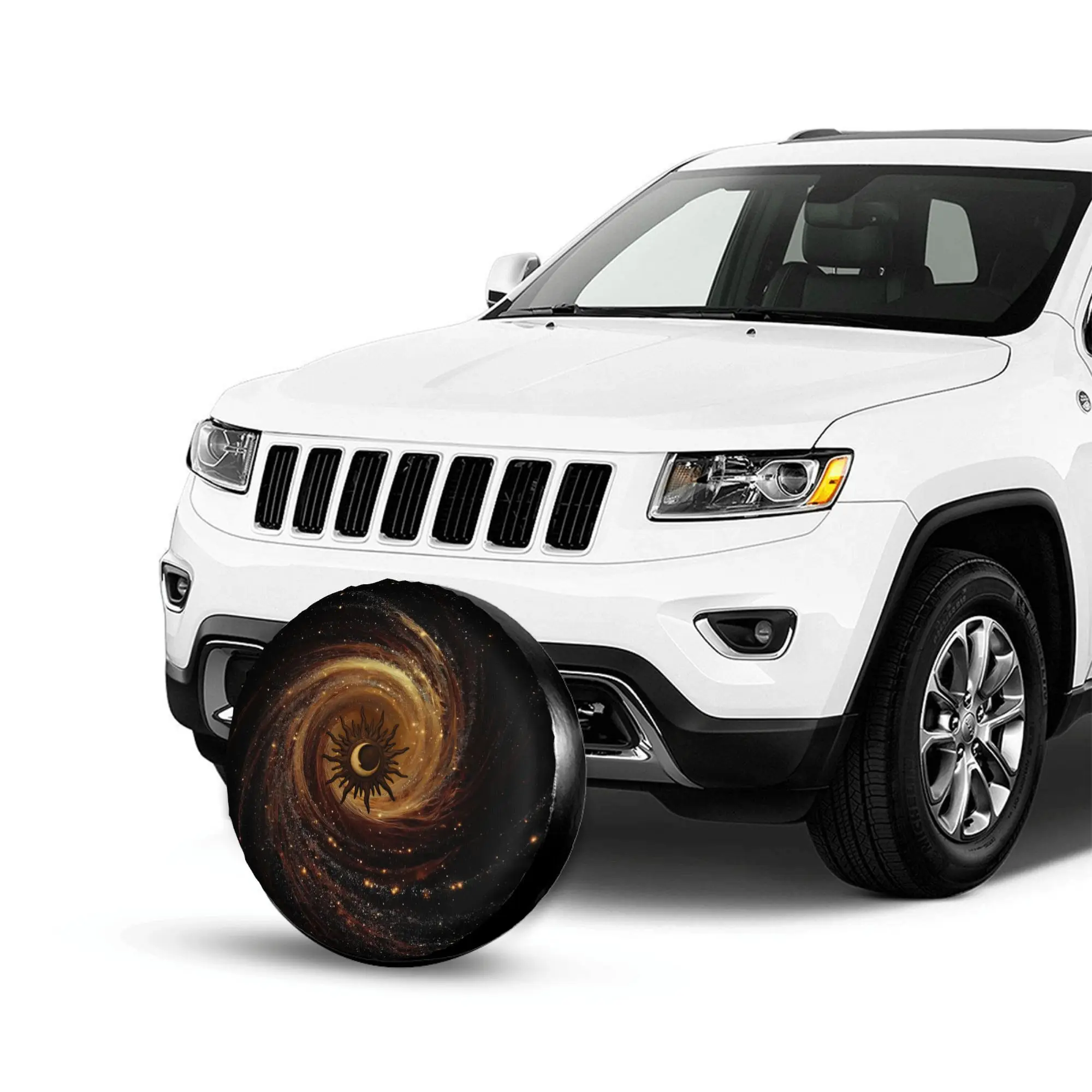 

1pc Sun Moon Vortex Car Spare Tire Protection Cover, Suitable For 14 Inch, 15 Inch, 16 Inch, And 17 Inch Tires, Suitable For Jee