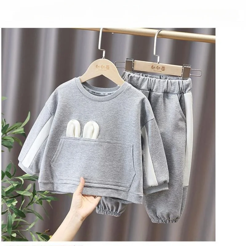 Girls Baby Clothes Set 2023 New Spring and Autumn Fashionable and Fashionable Children\'s Cute Loose Sweater Pants 2PCS Set