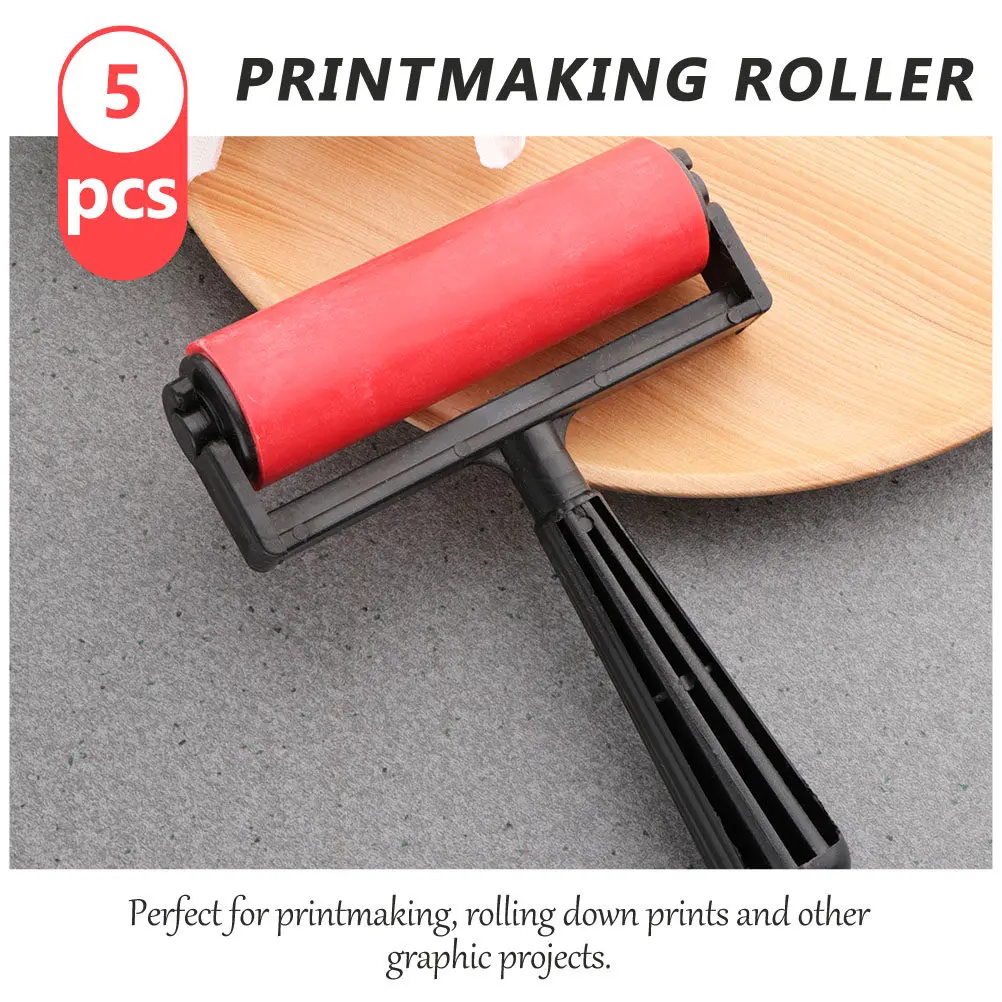 2Pcs Printmaking Rollers Plastic Comfortable Grip Ink Glue Roller for Printing Stamping Scrapbook Art Craft Painting