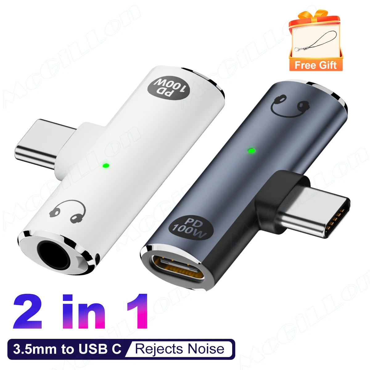 2 in 1 USB Type C To 3.5mm Headphone PD100W Charger Adapter Jack Audio Aux Adapter Type C Adapter for Xiaomi Huawei iPhone 15 16