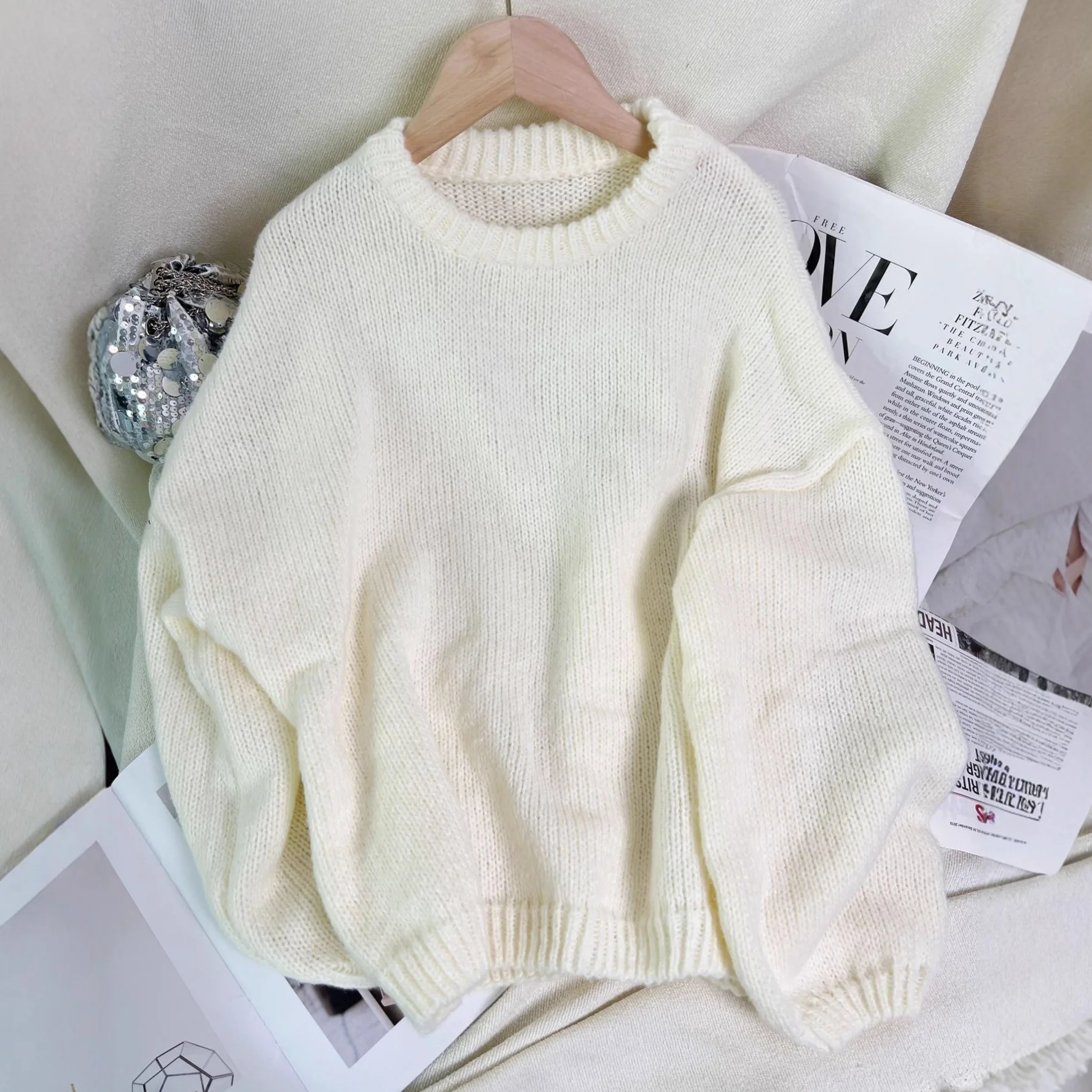 

Autumn and winter round neck mountain cashmeresweater ROW wind loose lazy sweater long sleevethick sweater top woman