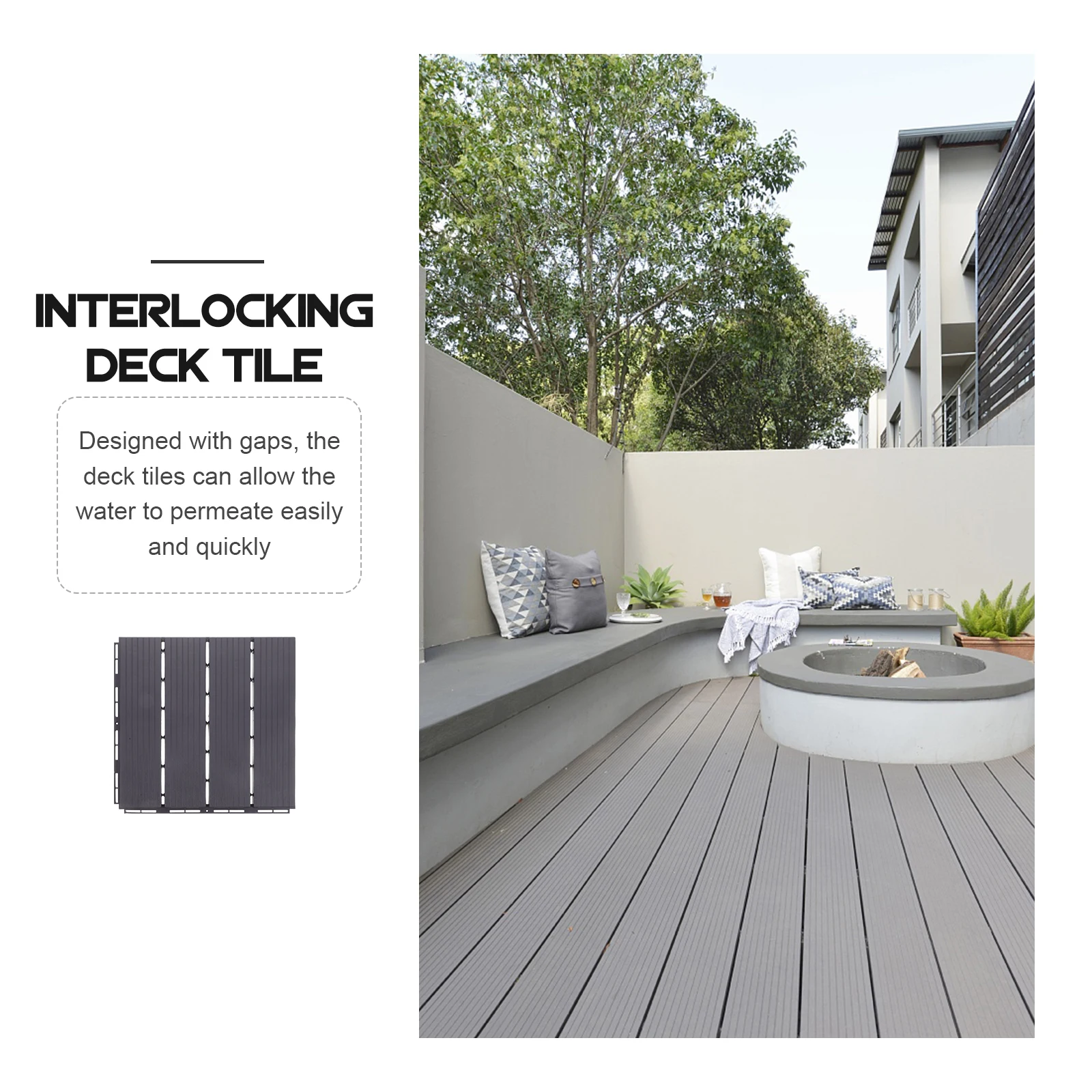 

Plastic Deck Tiles Durable Waterproof Outdoor Garden Balcony Easy Install Interlocking Patio Flooring Composite Round The