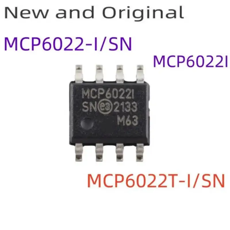 

New and Original MCP6022I MCP6022-I/SN MCP6022T-I/SN Rail-to-Rail Input/Output, 10 MHz Op Amps