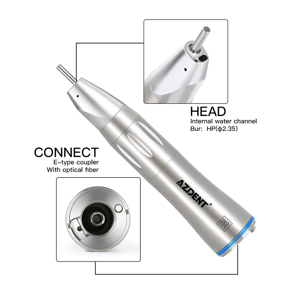 AZDENT Dental  Low Speed Handpiece 1:1 Dental Fiber Optic Inner Water Spray Straight Handpiece Dentist Equipment