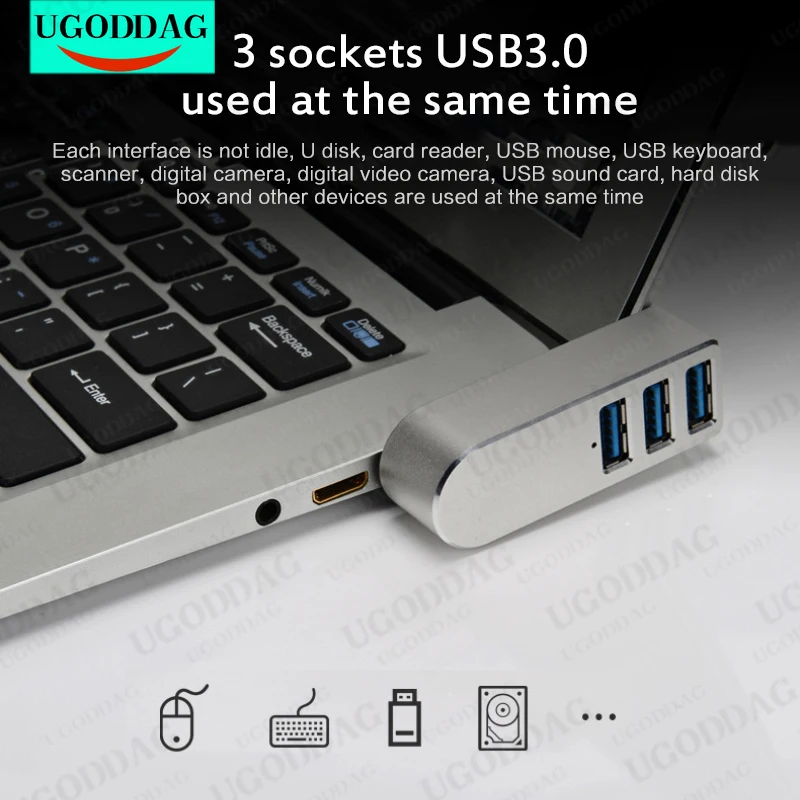 New Universal Rotating USB Hub 4 Port USB 3.0 With Cable High Speed Mini Hub Socket Pattern Splitter Cable Adapter For Laptop PC