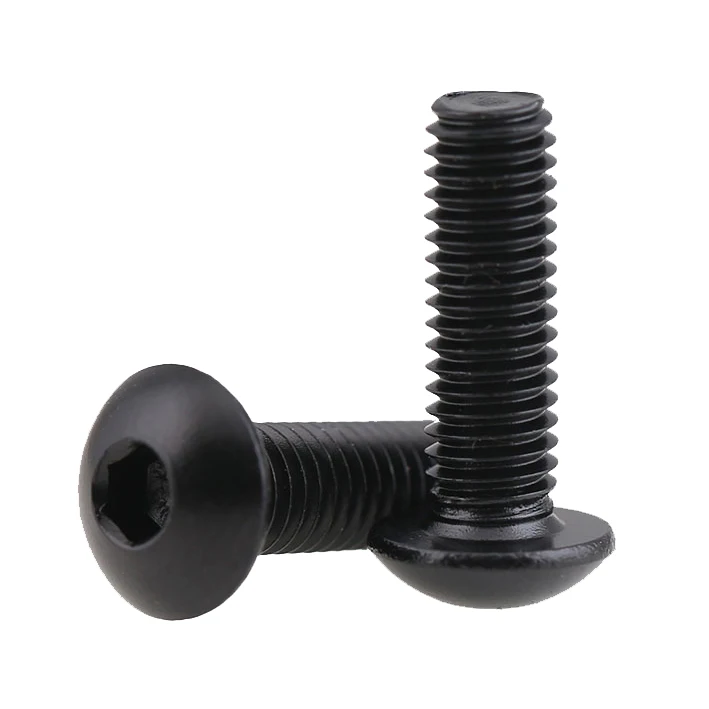 Black Zinc Plated Galvanized 304 Stainless Steel (A2-70) Hex Hexagon Socket Head Bolts Round Head Screws M2 M2.5 M3 M4 M5 M6 M8