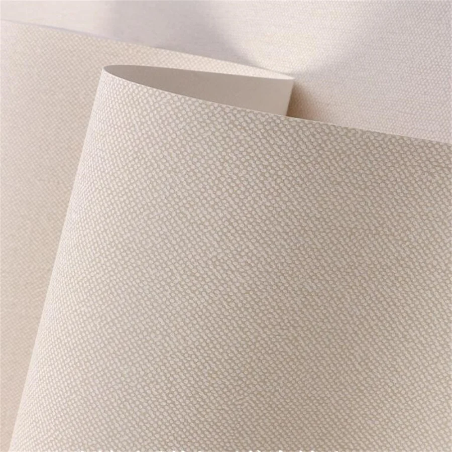 Kertas dinding linen non-tenun polos warna polos Jepang kelas atas 2025 baru ruang tamu dan kamar tidur wallpaper tanpa perekat krem