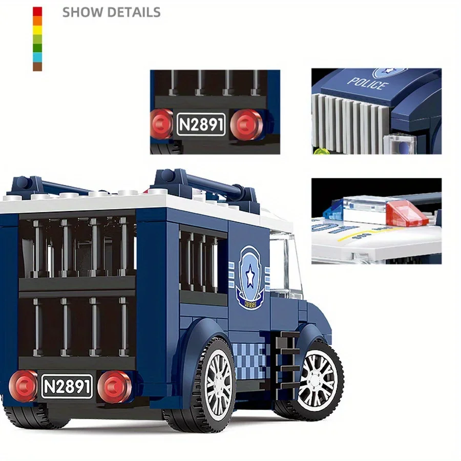 99 pièces ville Police voiture jouets blocs de construction Kit Puzzle jouets bleu cadeau Police série voiture enfants briques joyeux cadeau