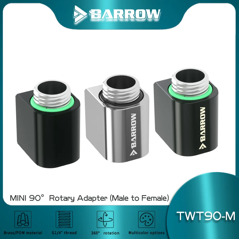 Barrow MINI 90 Derajat 360 Alat Kelengkapan Offset Putar, G1/4 "Pendek 21Mm Konektor Siku untuk PC Liquid Loop Build TWT90-M