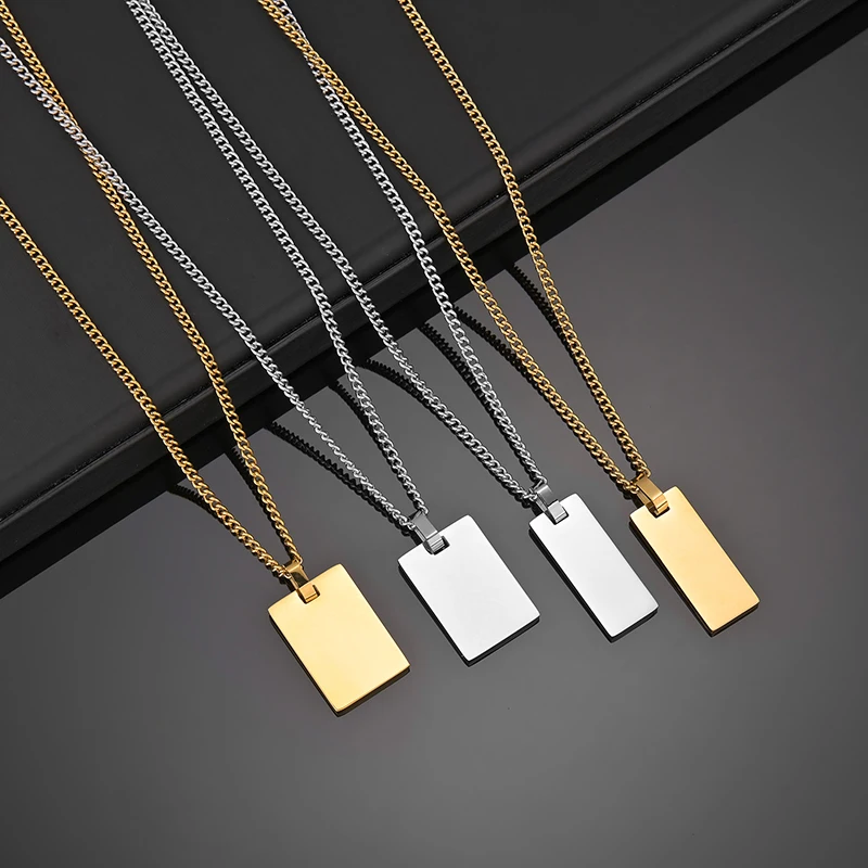 شخصية الفولاذ المقاوم للصدأ اسم ID بار زوجين القلائد لعشاق النساء الرجال الليزر نقش أسماء تاريخ هدية للذكرى السنوية #3