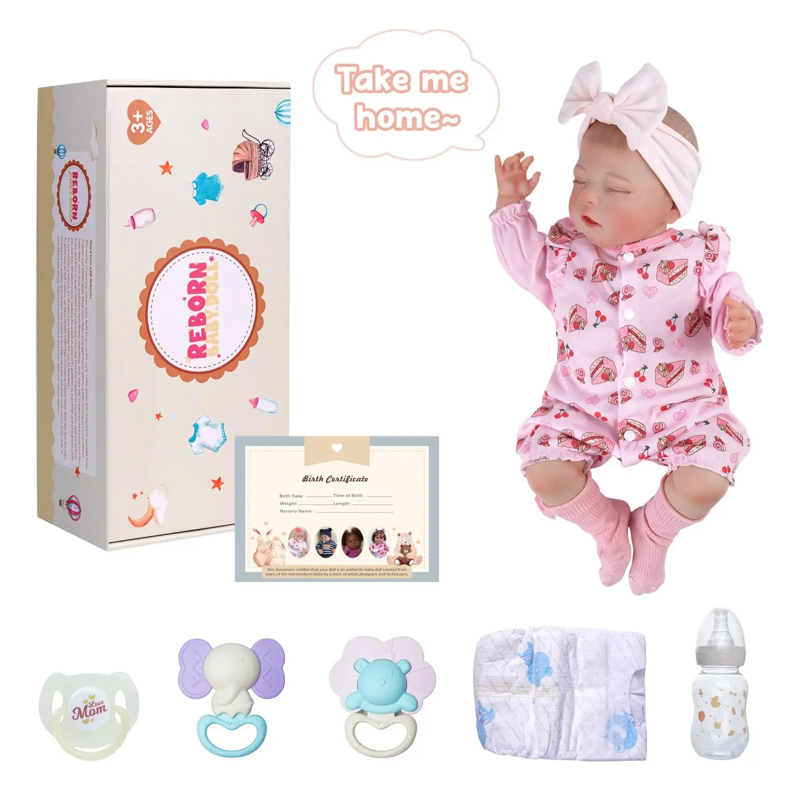 ตุ๊กตาเด็กทารกเหมือนจริง - ขนาด 20 นิ้ว ให้ความรู้สึกเหมือนจริง - ตุ๊กตาเด็กแรกเกิดหญิง พร้อมกล่องของขวัญสำหรับเด็กอายุ 3 ปีขึ้นไป