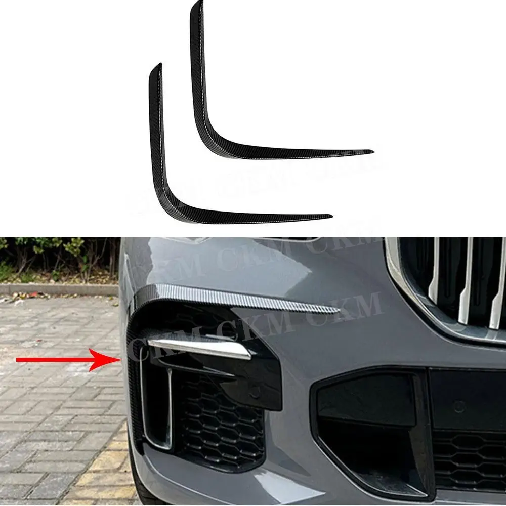 

Carbon Fiber Car Front Bumper Fog Lamp Splitter Strip Trim Grille Cover Decoration for BMW X5 G05 M Sport 2019+ ABS Splitters