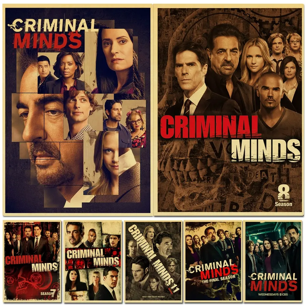 Vintage Criminal Minds TV Series Poster  Retro Kraft Paper Wall Art for Living Room Bar or Interior Decor  Unique Sticker Painti