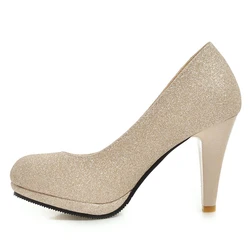Fashion High Heels Shoes Woman Pumps Luxury Gold Silver Heeled Wedding Party Office Shoe Female Large Size 46 2023 Spring Autumn