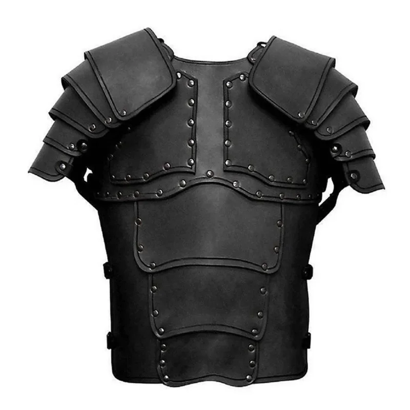 Medieval Europe Retro Cosplay Costume Viking Disguise Vest Steampunk Shoulder Armor Leather Halloween Carnival Party Roleplay