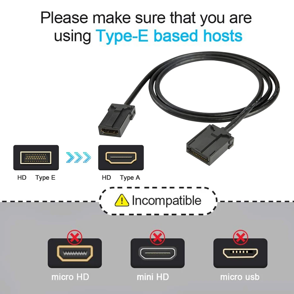 สายเคเบิลที่รองรับ HDMI ประเภท E เป็นสายวิดีโอ HD สำหรับรถยนต์แบบตัวผู้ ประเภท E เป็นสายอะแดปเตอร์ที่รองรับ HDMI แบบตัวเมียสำหรับยานพาหนะรถยนต์