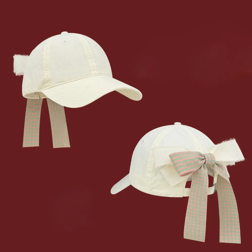 Neues Design Schleifenband-Design Baseballkappe Süße Schleife Baumwollmaterial Sonnenhut Sporthut