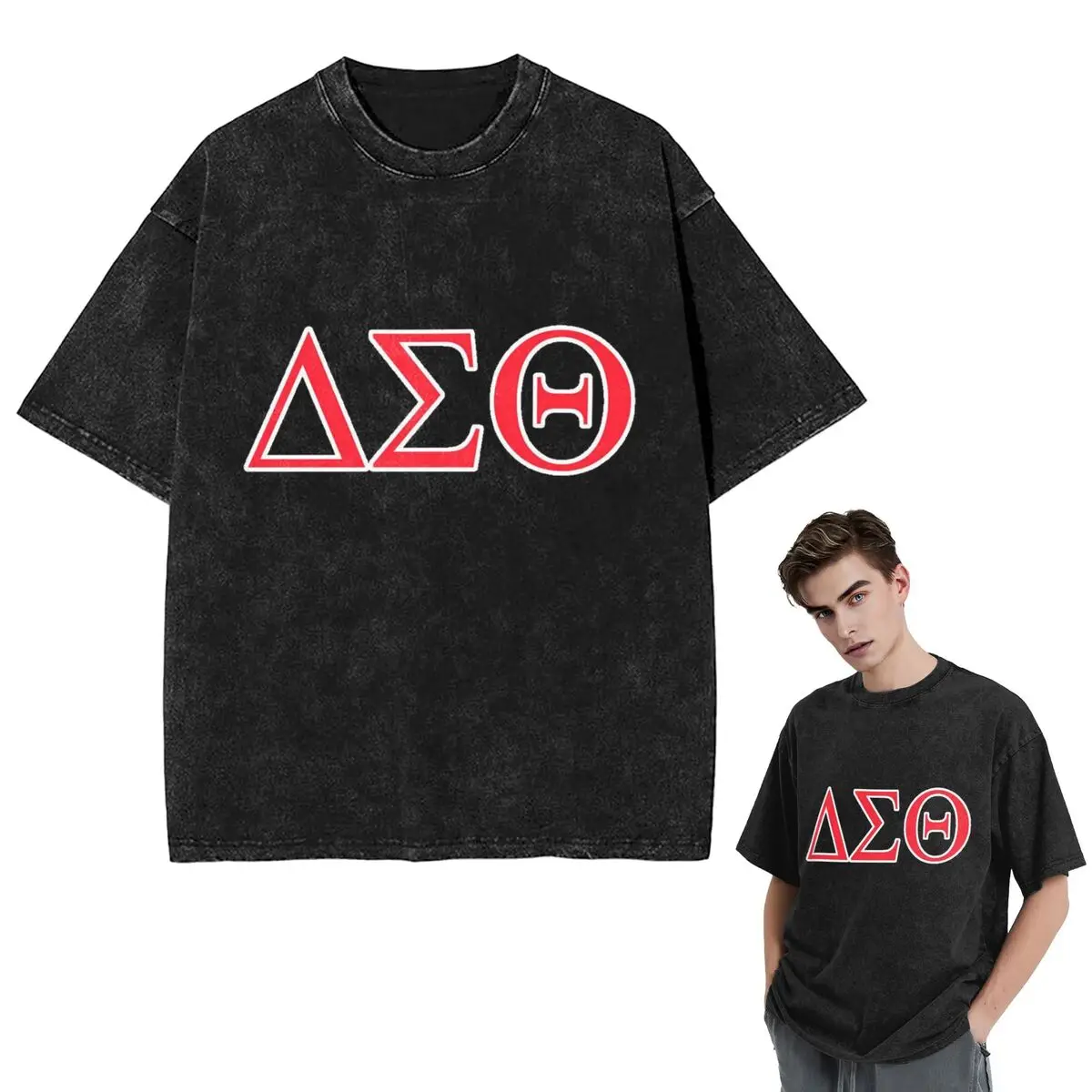 

Streetwear T-Shirts Delta Sigma Theta Sorority Washed T Shirt Short Sleeve Hip Hop T-Shirt Tops Tees for Men Women