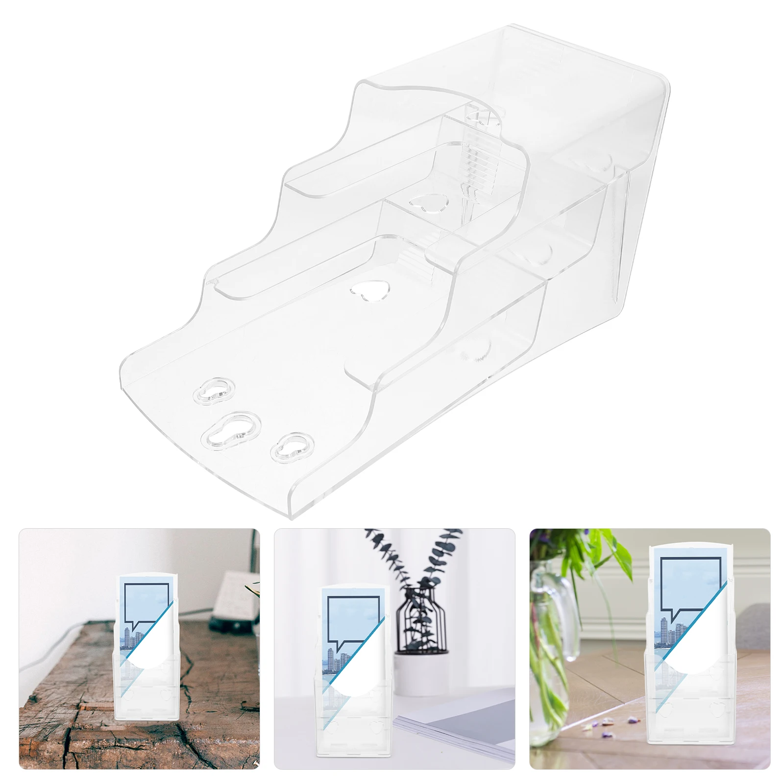 Prateleira dobrável A6 Suporte para documentos transparente Suporte para exibição de revistas Desktop Pamphlet Office