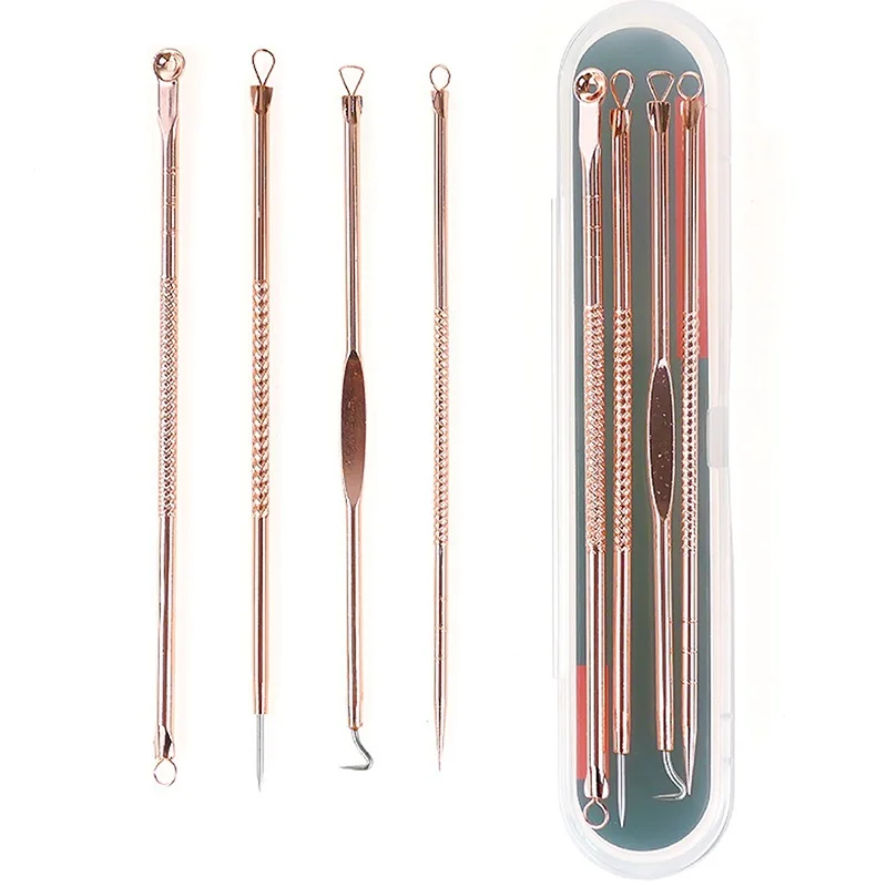 4 pz/set spremere brufolo estrattore Acne ago comedone rimozione macchie Spot Cleaner bellezza strumento per la cura della pelle 2 colori