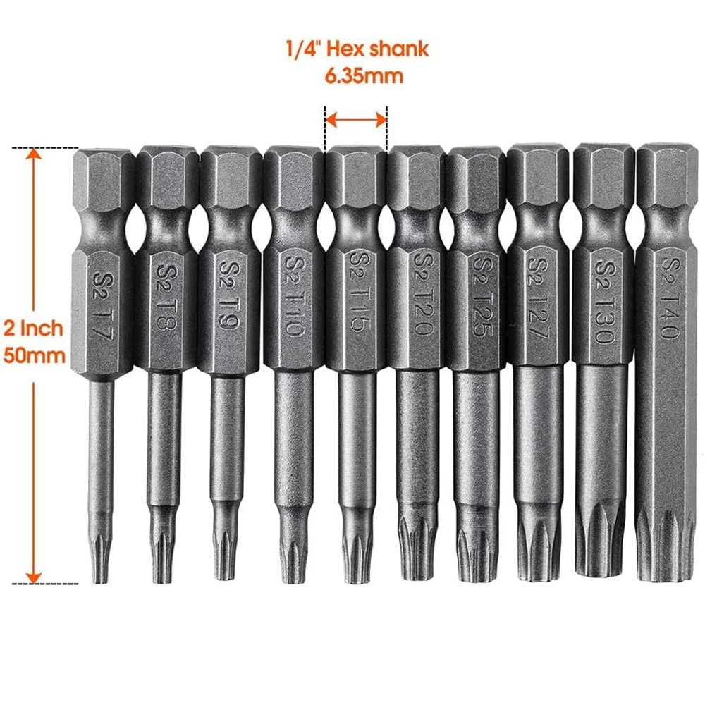11-teiliges Torx-Sicherheitsbitset, magnetisches Sicherheits-Schraubendreher-Set aus S2-Stahl, 50/100 mm Sternschraubendreher für Shark Vacuum T6-T40 – Detail 14