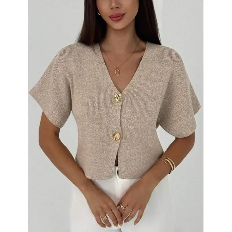 

C 74426 New Faionable Commute Deep V-Ne ort Knitted Sweater Simple Sli Cross-Border Design for Middle-Aged And Elde...