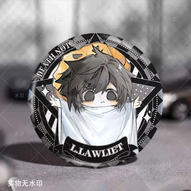 Death Note Tin Button Badge L. Lawliet Ryuzaki Trendy Ins‑style Canvas Tote Bag School Backpack Exclusive Fandom Accessory Gift