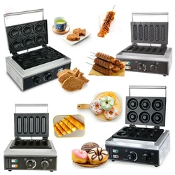 LXCHAN Commercial Waffle Grilled Sausage Hot Dog Crispy Machine Milk Stick Doughnut Maker Fish Shaper French Waffle Maker