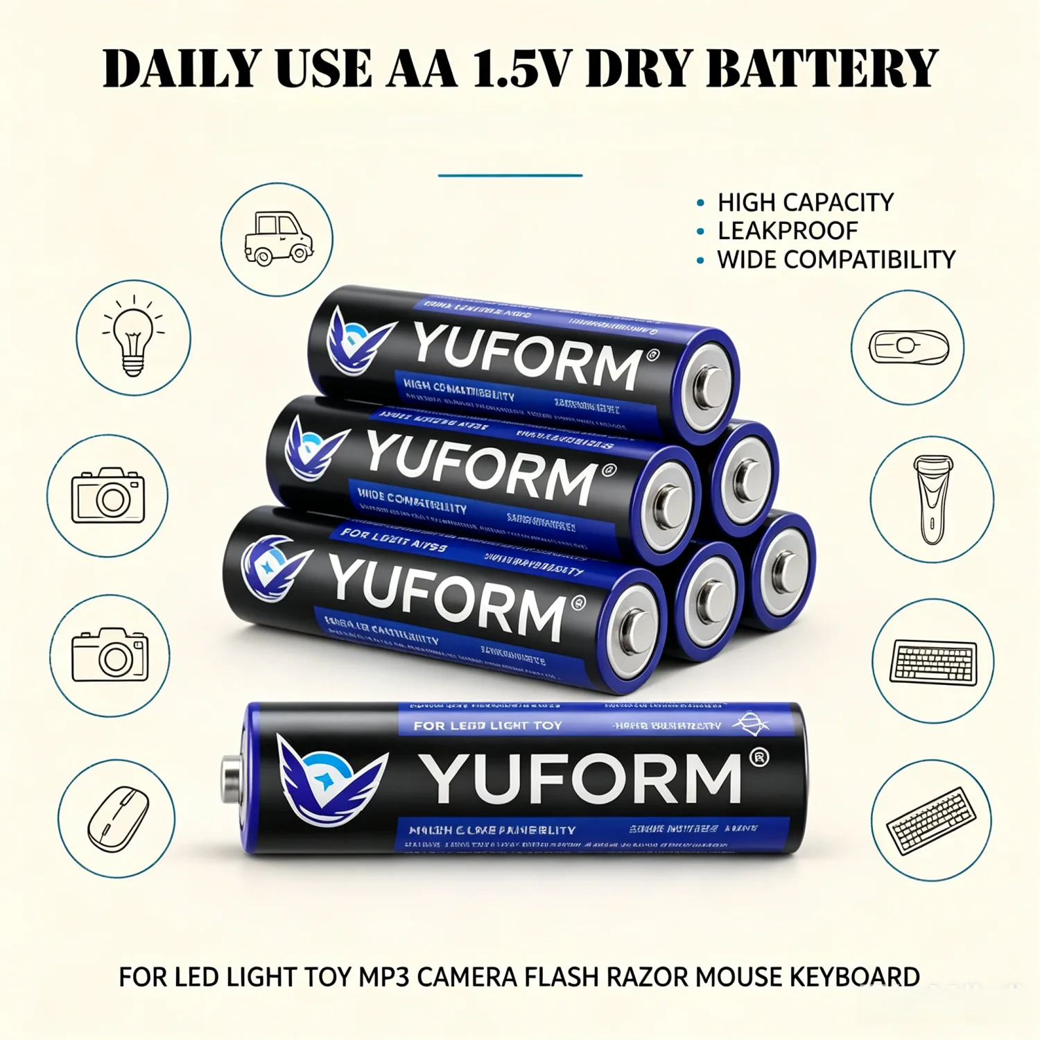 AA 1.5V Disposable Dry Battery High Capacity Leakproof fr Led Light Toy Mp3 Camera Flash Razor Cd Player Wireless Mouse Keyboard
