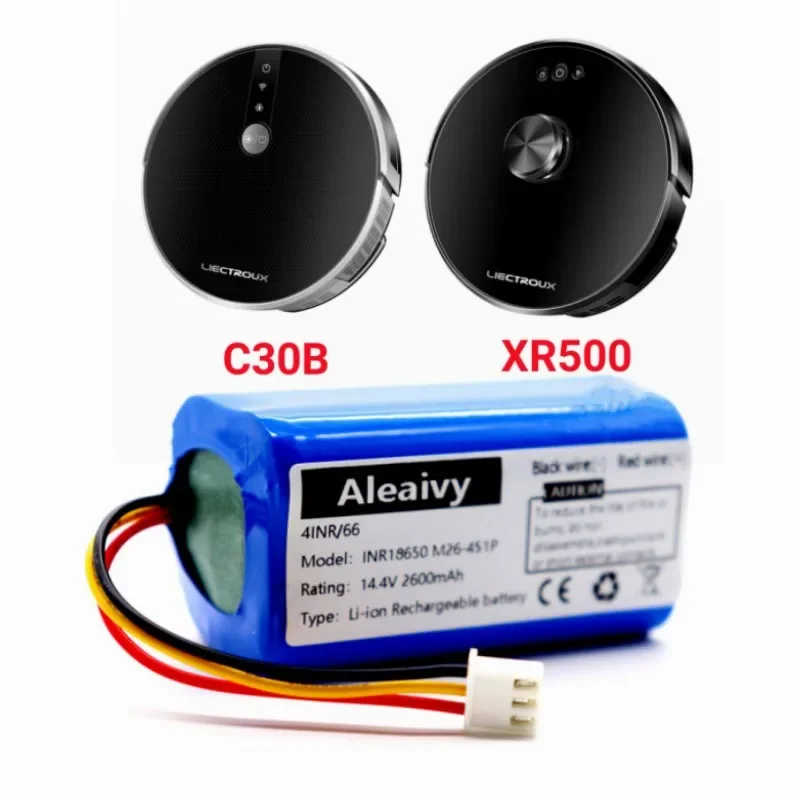 100% New Original 14.4v 2600mAh Rechargeable Battery  for LIECTROUX C30B Robot Vacuum Cleaner 18650 Battery
