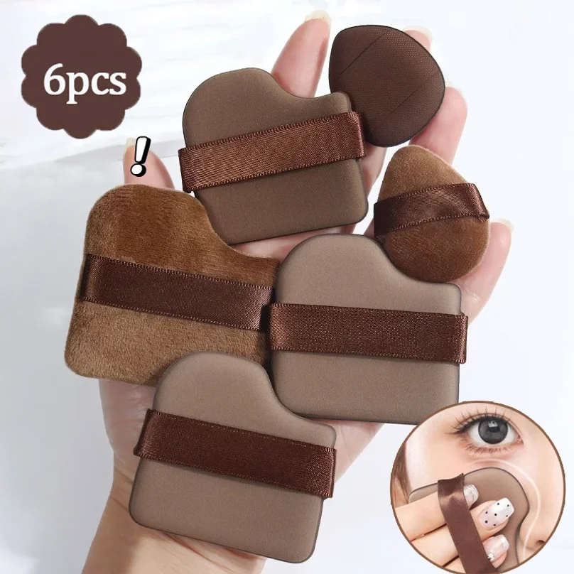4/6PCS Makeup Blender Puff Chocolate Velvet Flocking Air Cushion Foundation Sponge Loose Powder Puffs Cosmetic Applicator Tool