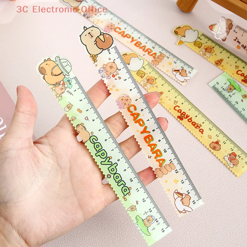 Cartoon Capybara Ruler Wavy Lines Creative Straight Ruler Kawaii Design Drawing Tool For Student School Office Supplies Gifts