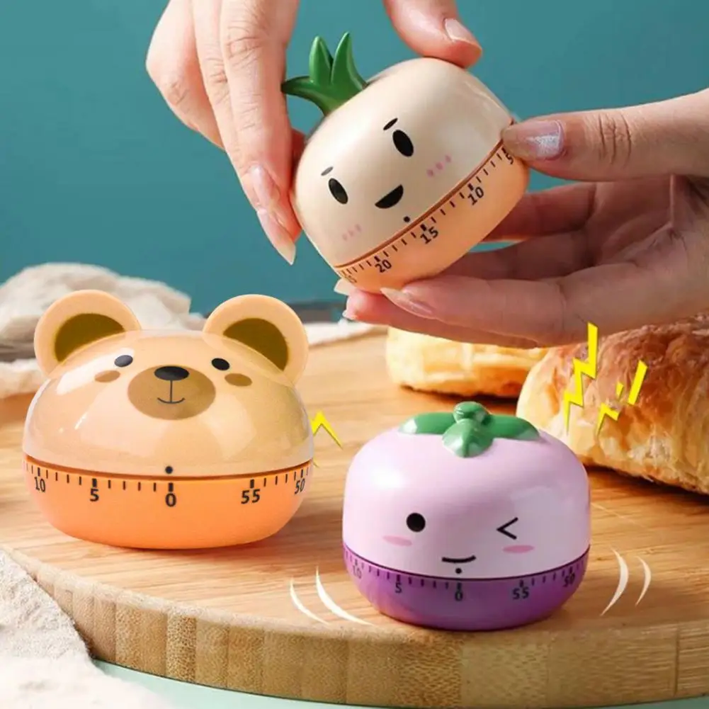 Precise Countdown Timer Mechanical Kitchen Timer with Loud Alarm Cartoon Wind-up Countdown Timer Adjustable 0-60 Reminder Tool