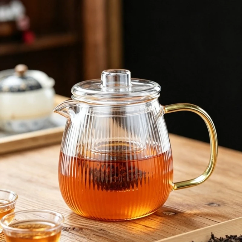Ins Style Hammer Pattern Teapot Glass, Heat-Resistant, High Temperature, Household Filter Kettle, KungFu Tea, Scented Boil Water