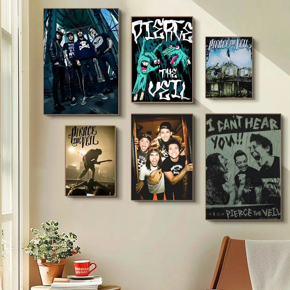 Pierce The Veil Band Poster Self-adhesive Advanced Aesthetic Printing Paper Wall Art for Living Room Home Decor