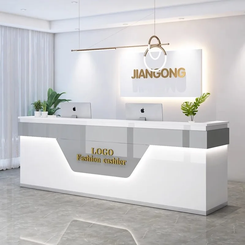 

Luxury Salon Reception Desk Counter Decorations Modern Simple Reception Desks Hair Salon Recepcion Desk Commercial Furniture