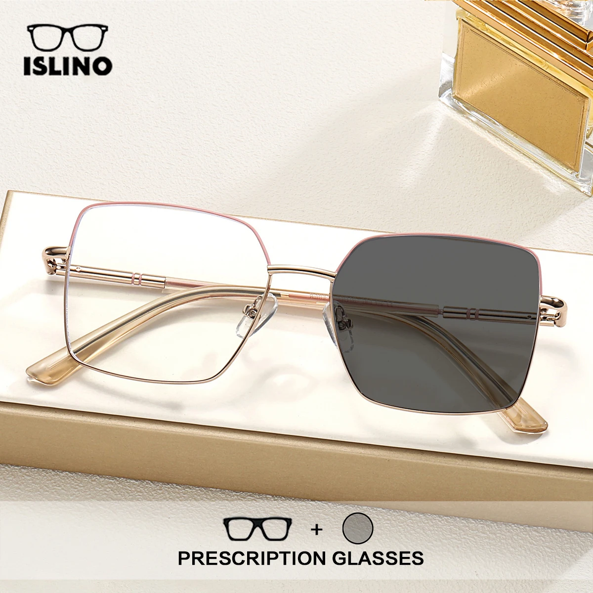 ISLINO Anti-blue Light Reading Glasses Alloy Retro Literary Eye Protection Prescription Myopia Women's Glasses