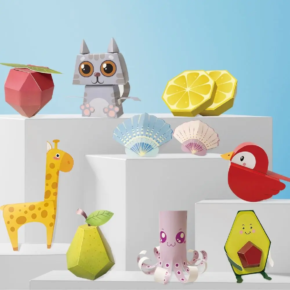 

Paper Handmade Colored Paper Set Montessori Art Learning Animal Handmade Origami 3D Folding Diy Paper-cut Book Boys Baby Girls