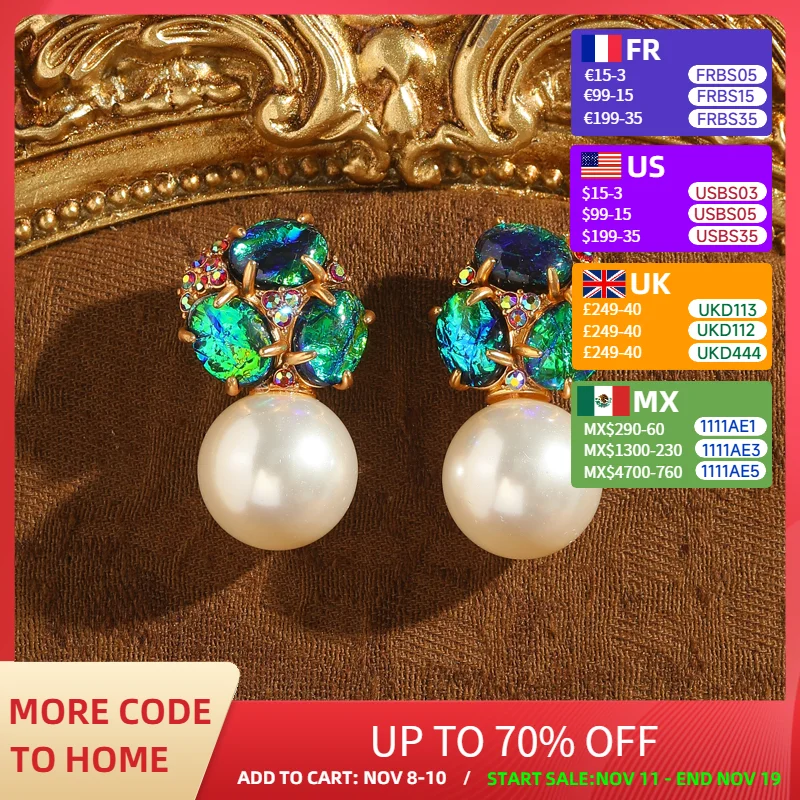 

Vintage Green Opal Earrings White Pearl Luxury Designer Jewelry Colorful Three Leaf Stud Accessories For Women Trends 2025 New