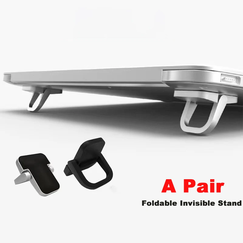 A Pair Foldable Laptop Stand Portable Invisible Laptop Riser Bracket 2pcs Adjustable Angles Holder Legs Height Increase Brackets