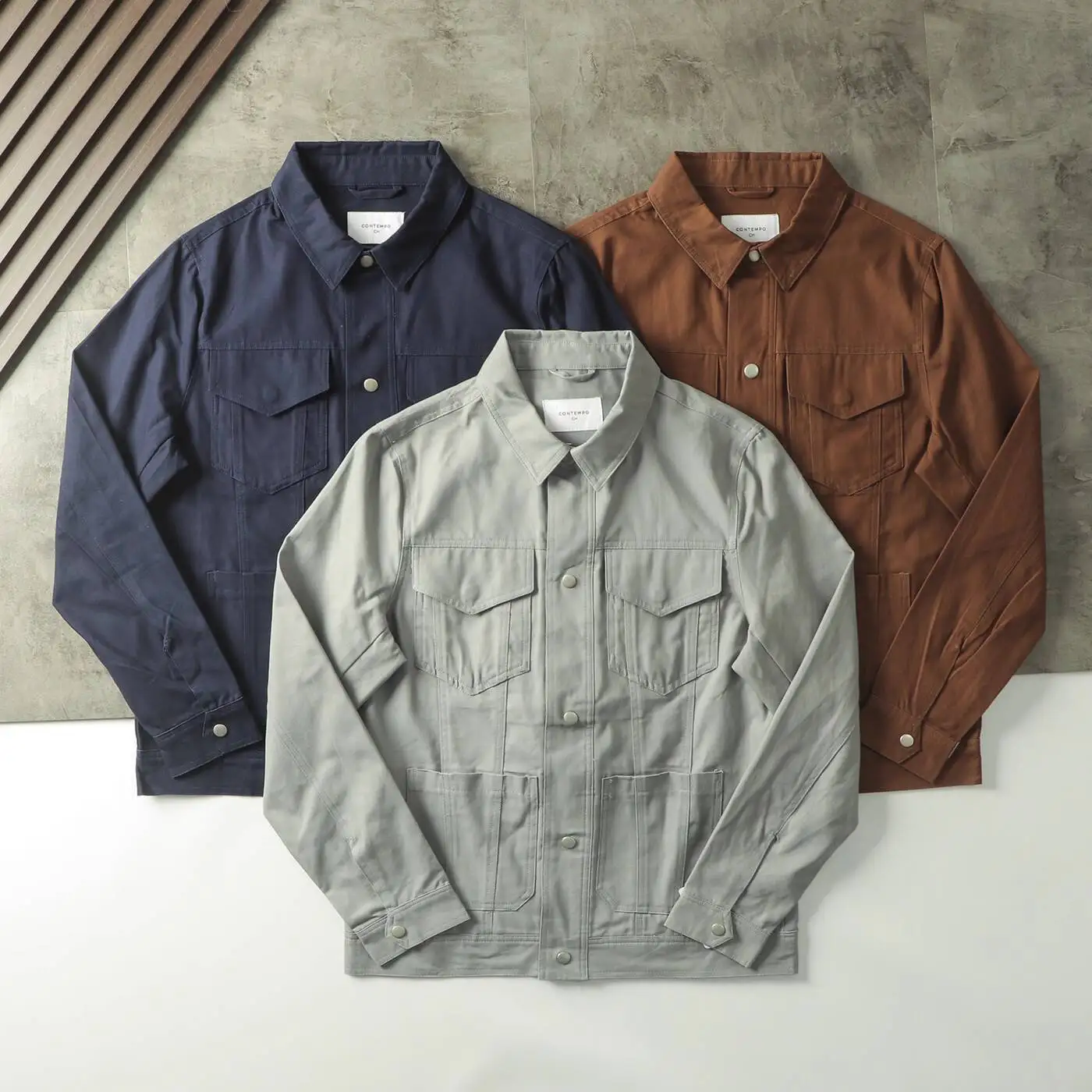 

Men's M65 Field Hunting Workwear Jacket Spring Autumn Sold Color Turn-Down Collar Fashion Casual Shirt Jacket with Multi Pocket